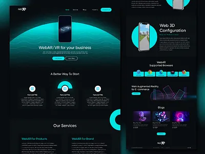 AR/VR Landing Page UI Design app design typography ui ux