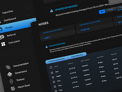 Vapor Node branding dark ui ux
