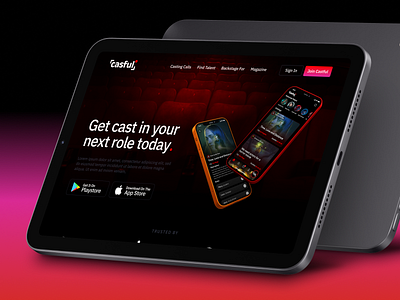 Casting Platform app website audition black casting debut debut shot graphic design header product red ui ui design ui designer uiux ux design ux designer vibrant web design web designer website