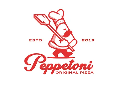 Peppetoni Pizza design diseño de logo diseño plano illustration logo logo logodesign design logodesign design brand marca tipografía