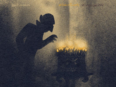 FF2022 | Day 23 - Candle birthday cake candle cute fall fright halloween illustration nosferatu retro spooky supply texture vampire