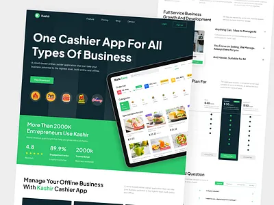 Kashir - POS Landing Page cashier cashier app faq food app hero landing page point of sale point of sales pos pos design pos landing page pos system pricing product design ui uidesign uiux web web design website
