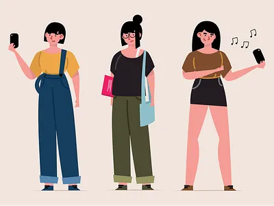 Collage girl character collage colourful cute expressions girl graphic design illustration instagram post vector