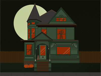 Haunted Victorian casper evil ghost green green house halloween haunted haunted house horror house illustration illustrator midnight moon night time october pumkin spooky victorian victorian house