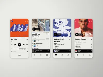 Music streaming app design inspired by retro album posters album design ios mobile music player music streaming play playlist retro shuffle song ui vintage