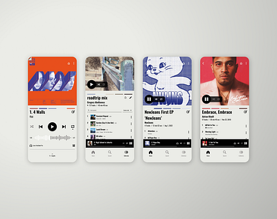 Music streaming app design inspired by retro album posters album design ios mobile music player music streaming play playlist retro shuffle song ui vintage