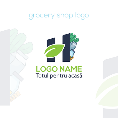 Organic Grocery shop Logo Design H Letter Logo food shop logo green food logo green logo grocery log grocery shop logo h grocery logo h logo h shop logo organic logo organic shop logo