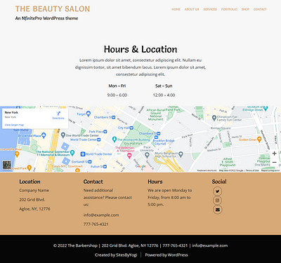 Beauty Salon | Contact Page | Nfinite WordPress Theme web design wordpress wordpress template wordpress theme
