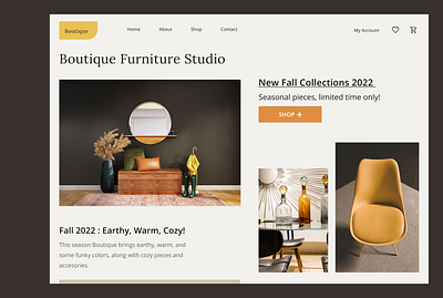 Web header, furniture studio design header ui uxui website