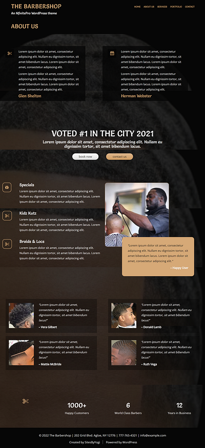 Barbershop | About Page | Nfinite WordPress Theme web design wordpress wordpress template wordpress theme