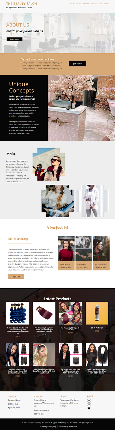 Beauty Salon | About Page | Nfinite WordPress Theme web design wordpress wordpress template wordpress theme