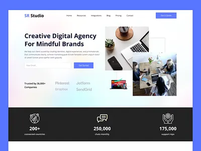 Creative Website Design Agency advertising agency branding business clean creative design digital agency exploration landing page landing page design logo marketing start up typography ui uiux design ux webdesign website