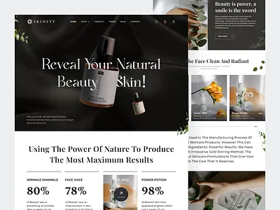 Skinsty - Skincare Landing Page beautifull beauty beauty product beauty salon beauty website clean cosmetics cosmetology design ecommerce landing page makeup massage skin skin care skincare ui website website design