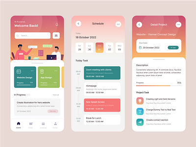 Project Management App app details gradient illustration ios project management task todo ui