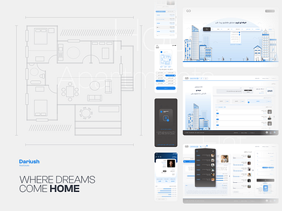 Dariush Real-estate web & responsive agency agent apartments app application branding design flat home illustration interface design logo property real estate responsive ui uiux vector website xd