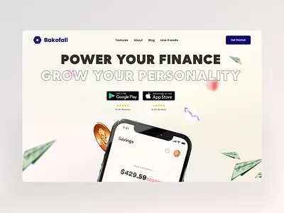 FinTech App Marketing Page Web Header bank app header bank marketing page banking app landing page banking app website banking hero section financial app website fintech app fintech app website hasan bashar hero section ui design web header