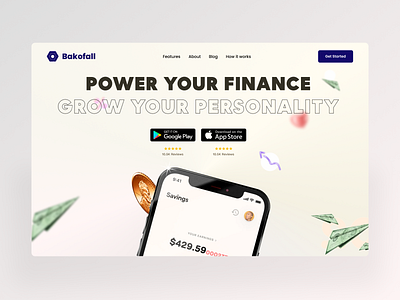 FinTech App Marketing Page Web Header bank app header bank marketing page banking app landing page banking app website banking hero section financial app website fintech app fintech app website hasan bashar hero section ui design web header