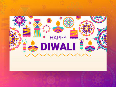 Happy Diwali Banner banner candle design diwali diya festival fire flower greeting holiday illustration india indian indian culture indian religion lantern light mandala ornament vector