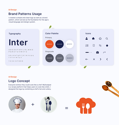 Style guide for Myfoodpad recipe app design app design branding design figma graphic design logo ui ui design ui ux