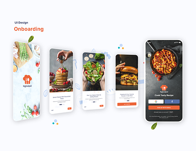 Onboarding screen of Myfoodpad recipe app app design design figma mockups ui ui design ui ux visual design