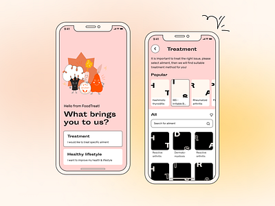 Gut health assistant - FODMAP diet app brutalism health mobileapp nutrition onboarding pink ui