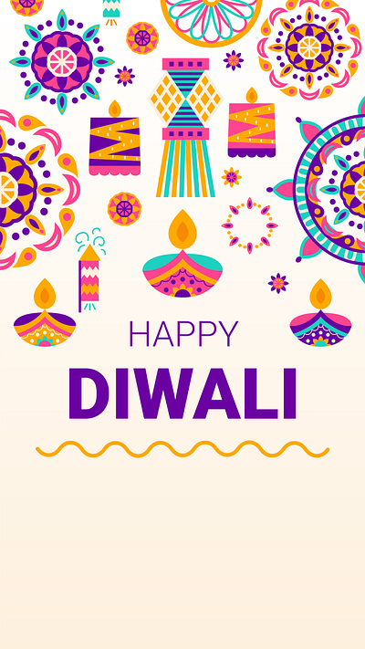 Happy Diwali Pattern celebration design diwali diya festival fireworks flat holiday illustration india indian indian culture indian religion lantern light festival pattern petard vector