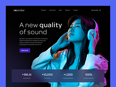 Soundar - e-commerce landing page brand branding company design ecommerce graphic design header hero illustration landingpage photography product productdesign ui ux