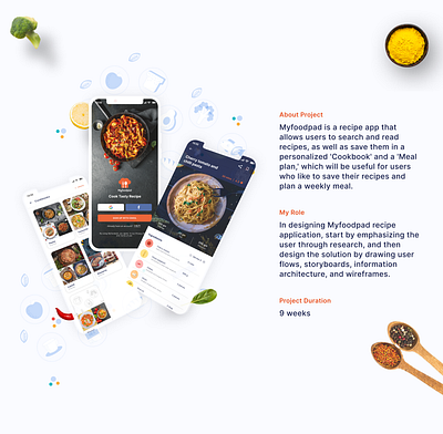 Myfoodpad recipe app design app design design figma illustration mockups ui ui design ui ux visual designs