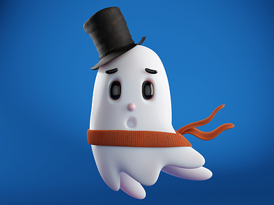 3D Ghost - character illustration 3d 3darts 3ddesign art character cute design ghost halloween illustration nft october pumpkin spoke spokeseason spooky