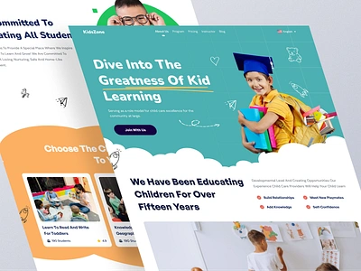 KidsZone - DayCare Landing Page art baby care child childcare childern clean colorful cute daycare fun kids kids school kindergarten landing page parents play playground web design website