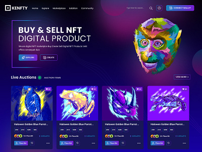 NFT - Banner with Bidding Figma Template 3d branding design graphic design illustration logo motion graphics nft ui ui ux design ux vector webdesign