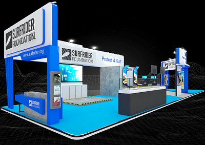 Surfrider Foundation 6x21 Exhibition Booth 3d 6x21 booth branding charity climate change design environment event exhibition fair fundraising marine conservation marine life save our ocean sea conservation show space space layout visualization