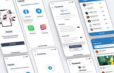 App that integrate posts, feeds from social media apps design facebook integration illustration integration setting linkedin integration ui ui design ui designer