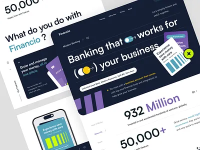 Financio - Finance Landing Page bank branding business clean credit debit design exploration features finance financial money payment simple ui design uidesign uxdesign web web design website