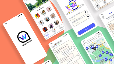 Who's Here - Location Sharing Social Media app branding design illustration ui webdesign