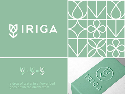 Iriga arrow branding design drop flower flowerbed garden graphicdesign illustration logo logodesign logomark logotype plant stem vector water watering