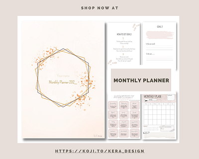 Monthly Planner 2 appointments design goal review goals modern planner monthly overview monthly planner motivational quotes productivity planner progress tracker templates to do list