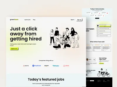 Job board landing page UI cta design hero section homepage illustration job job board preview stroke tech ui ux