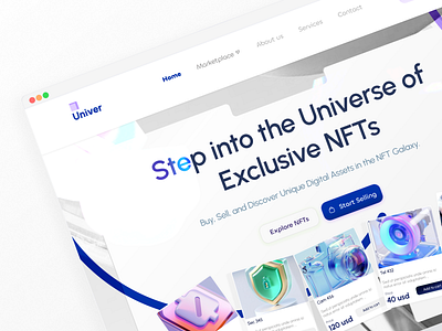 🚀 Univer - NFT Marketplace UI 🎨✨ crypto darkmode design dribbble graphic design lightmode marketplace nft ui uiux ux webdesign