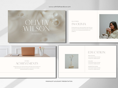 Beige Minimalist Feminine Creative Portfolio Presentation branding canva clean editable minimalist pitch deck portfolio presentation