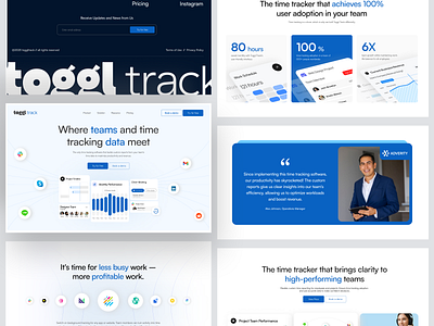 Toggle Track – Time Tracking SaaS Website Exploration dashboard illustration landing page minimal saas time tracking toogle ui ui design uiux web design website