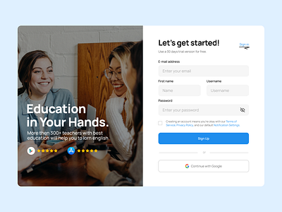 Day 001 — Sign up page | 100 days UI challenge app design ui ux