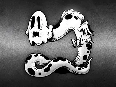 Nightmare creatures. The one who pretends to be a ghost. bw characters ghost horror illustration monochrome nightmare scary spooky