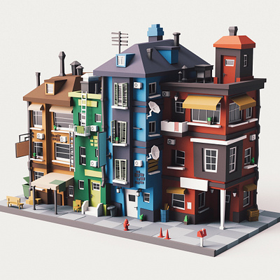 Street Buildings 04 stylized