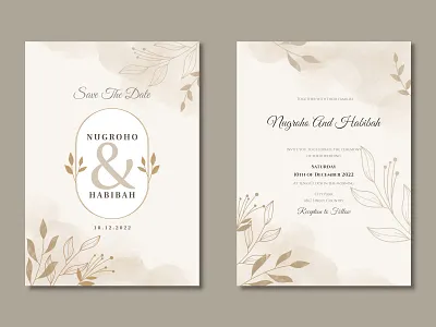 Minimalist Wedding Invitation design floral design graphic design template wedding invitation