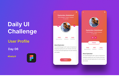 Day 06 (Daily UI Challenge) USER PROFILE app produc ui ux vector