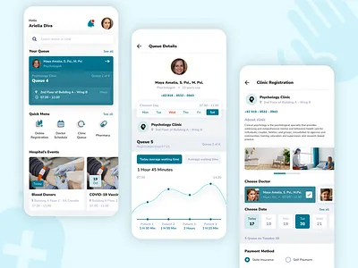 Hospital Online Registration and Clinic Queue Checker app appointment clinic clinic queue design doctor doctor appointment hospital hospital app hospital registration medicine mobile online registration pharmacy queue checker tosca ui ux vector