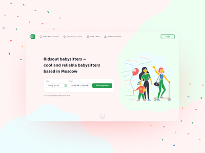 Kidsout Landing app bright clean colors design dribbble illustration interface landing product product design service site ui ux ux ui web web design web page