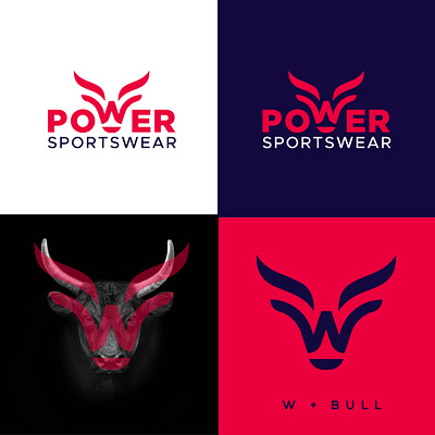 W Bull Logo app bold branding bull logo catchy clever w logo creative bull fashion and lifestyle flat horn icon logo design power logo powerful sports brand sportswear strong w logo w symbol w wordmark