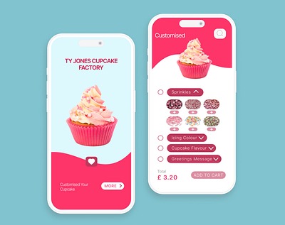 Cupcake Factory mobile UI design app design mobiledesign ui ui design